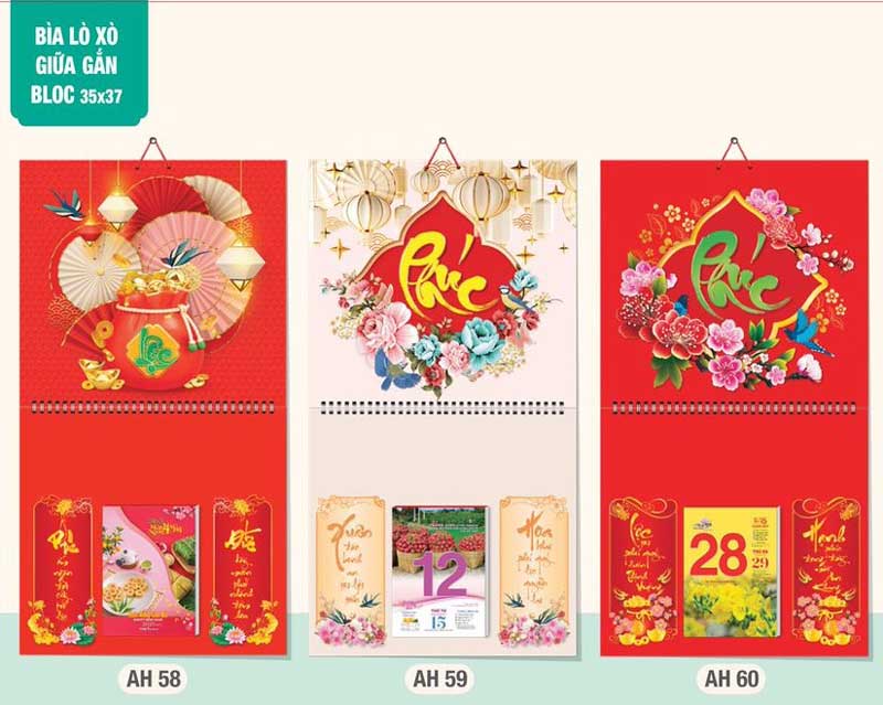 mẫu lịch lò xo giữa AH 58 -60 