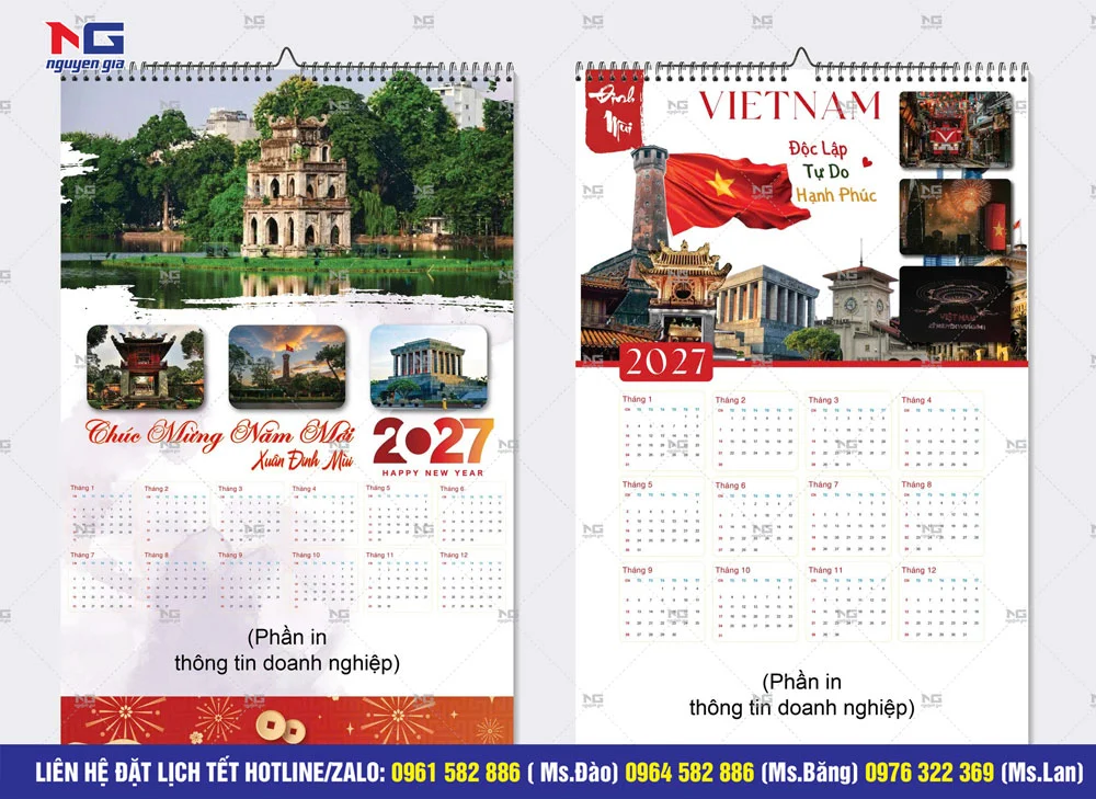 lịch 1 tờ nẹp thiếc 