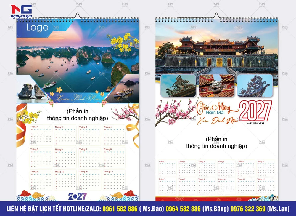 lịch 1 tờ nẹp thiếc đẹp