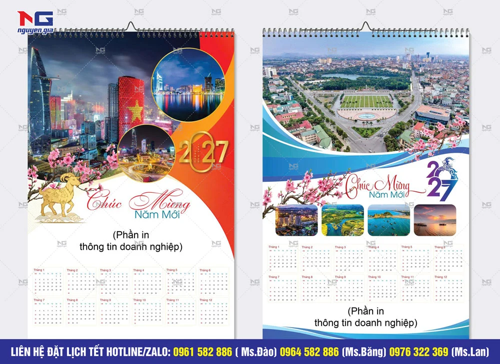 Lịch 1 tờ nẹp thiếc dành cho doanh nghiệp