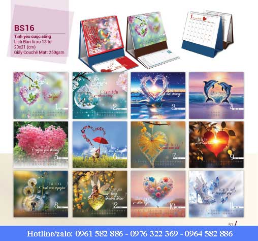 mẫu lịch bàn tình yêu cuộc sống
