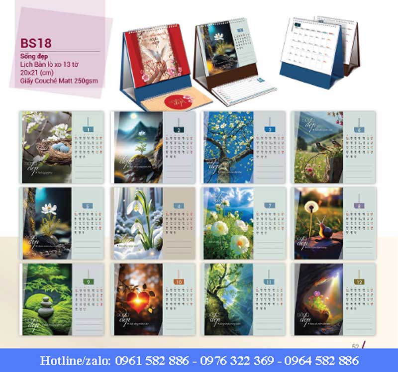 mẫu lịch bàn sống đẹp