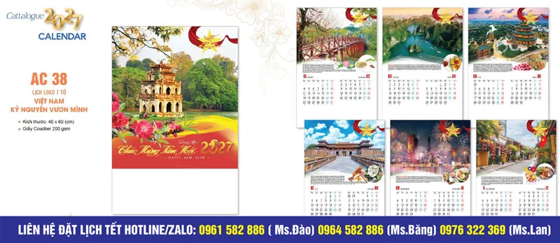 Lịch treo tường in thông tin logo