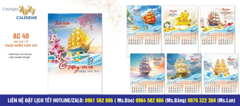 Lịch treo tường thuận buồm xuôi gió