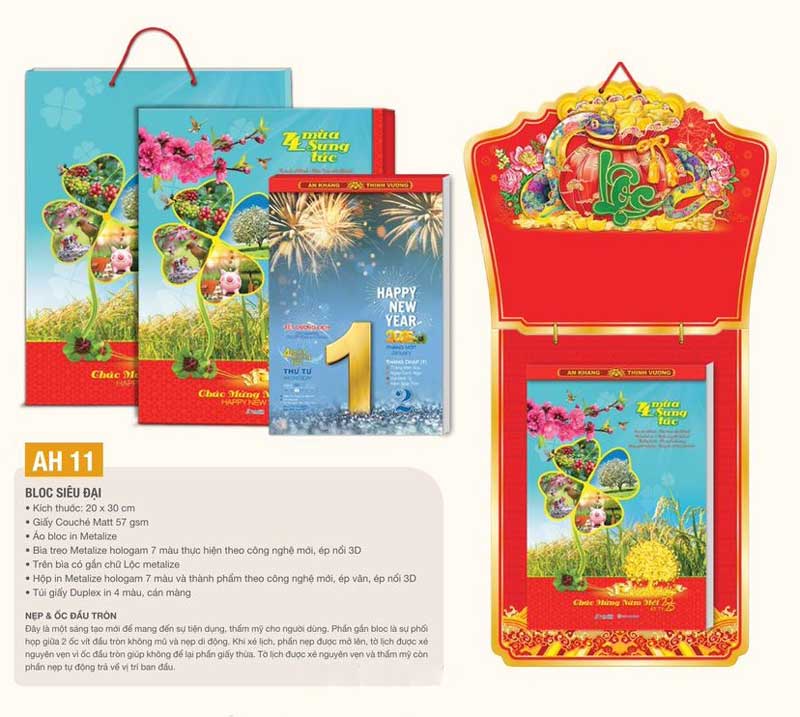 Mẫu lịch bloc siêu đại AH 11