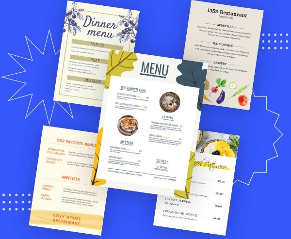 mẫu menu quán ăn